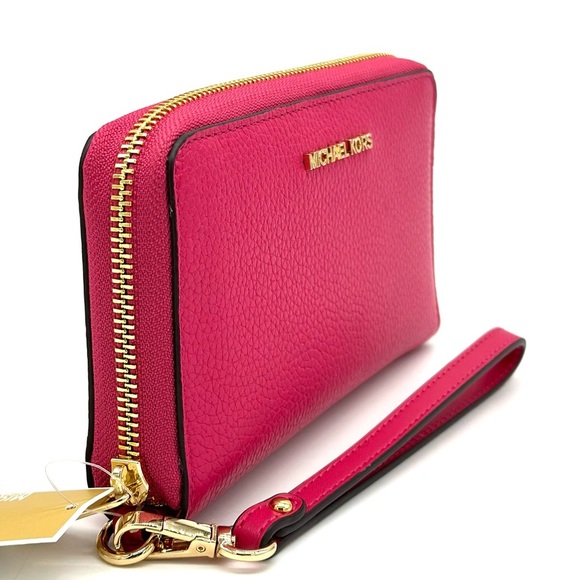 Michael Kors JST LG Flat MF Phone Case Wallet Electric Pink - Picture 4 of 7